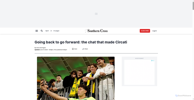 Security scan screenshot of https://www.juneesoutherncross.com.au/story/9291645/going-back-to-go-forward-the-chat-that-made-circati/