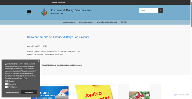 Security scan screenshot of https://www.comune.borgosangiovanni.lo.it