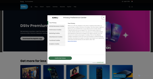Security scan screenshot of https://dstv.com