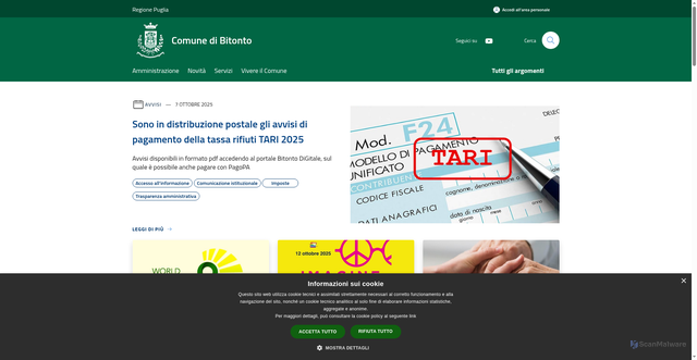 Security scan screenshot of https://www.comune.bitonto.ba.it/it