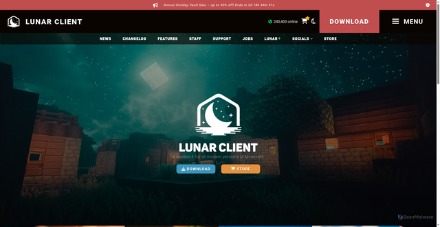 Security scan screenshot of https://lunarclient.com