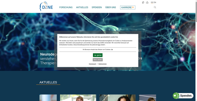 Security scan screenshot of https://www.dzne.de/