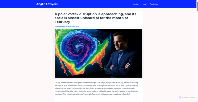 Security scan screenshot of https://www.anglinlawyers.com.au/05-0403-a-polar-vortex-disruption-is-approaching-and-its-scale-is-almost-unheard-of-for-the-month-of-february/