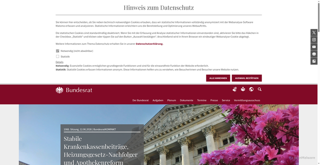 Security scan screenshot of http://www.bundesrat.de