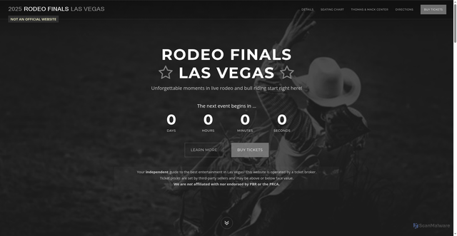Security scan screenshot of https://rodeo.finalslasvegas.com/