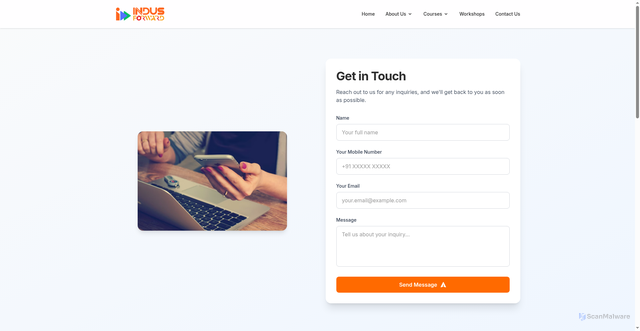 Security scan screenshot of https://indusforward-prod.pages.dev/contact