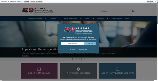Security scan screenshot of https://famli.colorado.gov/