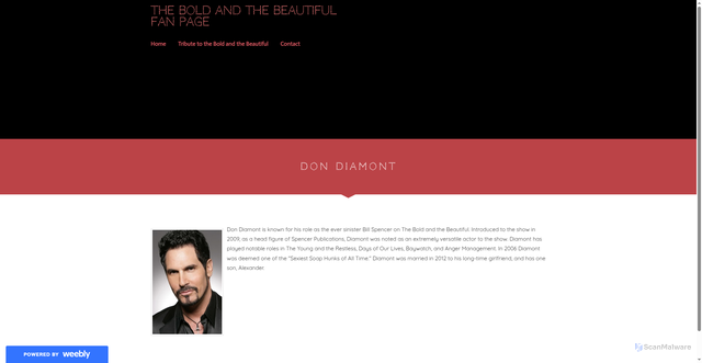 Security scan screenshot of https://boldandthebeautifulfanpage.weebly.com/don-diamont.html