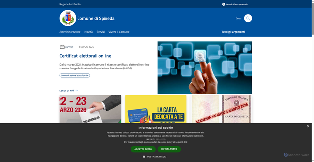 Security scan screenshot of https://www.comune.spineda.cr.it/it