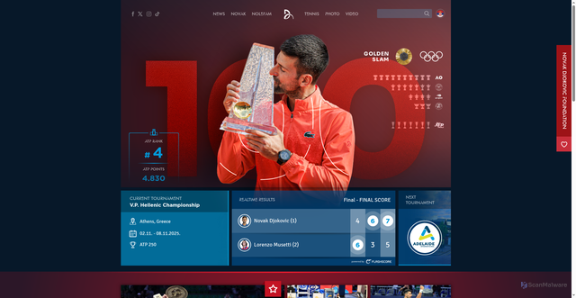 Security scan screenshot of https://novakdjokovic.com/