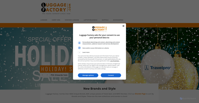 Security scan screenshot of https://luggagefactory.com