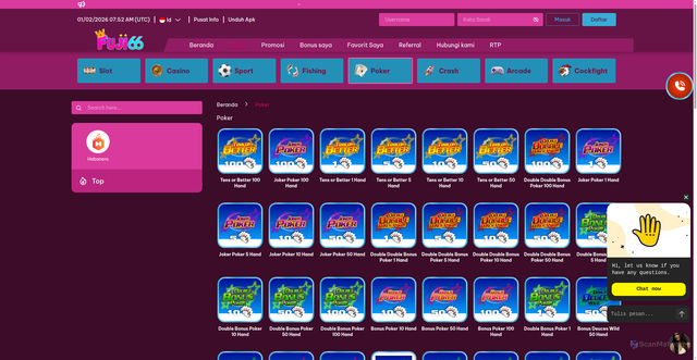 Security scan screenshot of https://fuji66a.com/games/poker