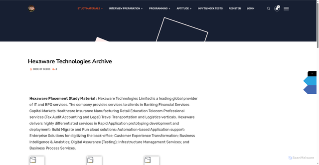 Security scan screenshot of https://codeofgeeks.com/hexaware-technologies-archive/