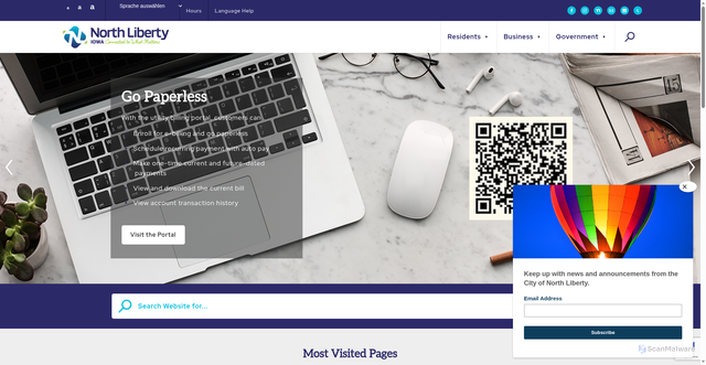 Security scan screenshot of https://northlibertyiowa.org/