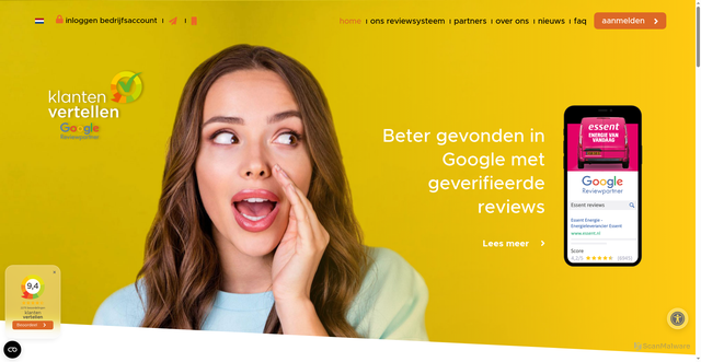 Security scan screenshot of https://www.klantenvertellen.nl