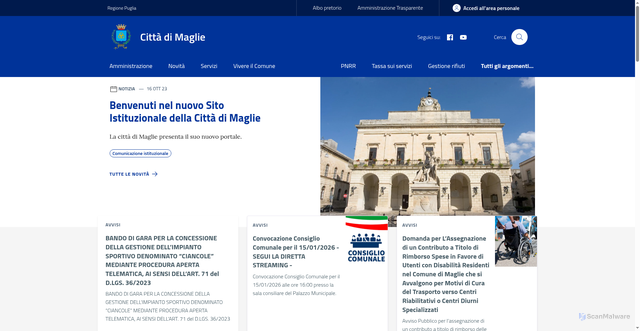 Security scan screenshot of https://www.comune.maglie.le.it/