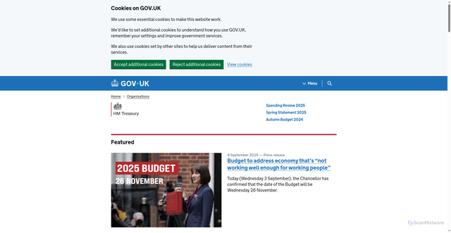 Security scan screenshot of https://www.gov.uk/government/organisations/hm-treasury