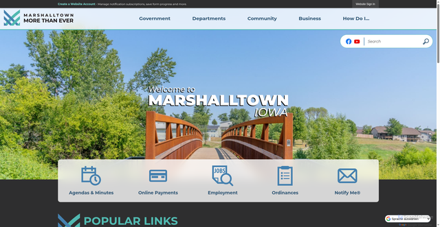 Security scan screenshot of https://marshalltown-ia.gov/