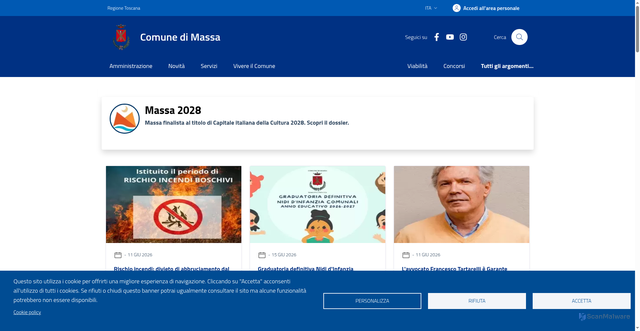 Security scan screenshot of https://www.comune.massa.ms.it