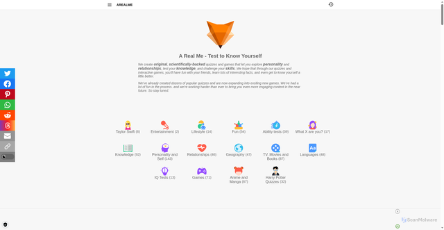 Security scan screenshot of https://areal.me