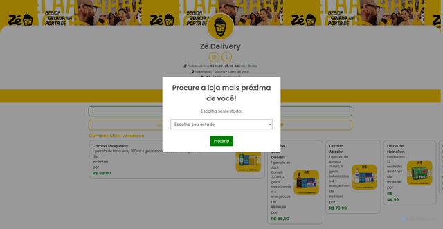 Security scan screenshot of https://zedeliveryoficial.vercel.app/