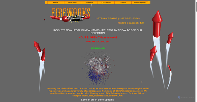 Security scan screenshot of http://www.fireworksusa.com/