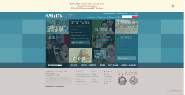 Security scan screenshot of https://www.familylawselfhelpcenter.org/