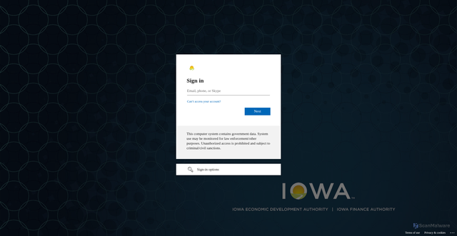 Security scan screenshot of https://iowa1.sharepoint.com