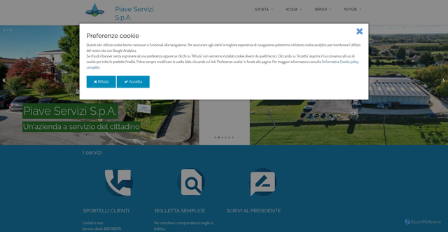Security scan screenshot of http://www.piaveservizi.eu/home.html