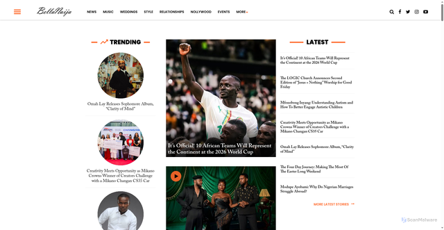 Security scan screenshot of https://bellanaija.com