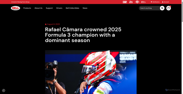 Security scan screenshot of https://www.bellracing.com/focus-on/rafael-camara-crowned-2025-formula-3-champion/