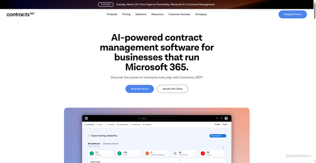Security scan screenshot of https://contracts365.com