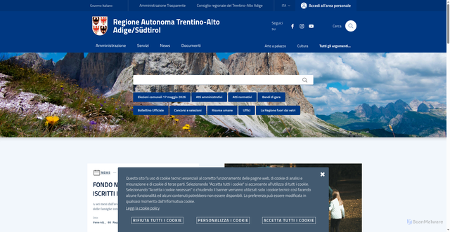 Security scan screenshot of https://www.regione.taa.it