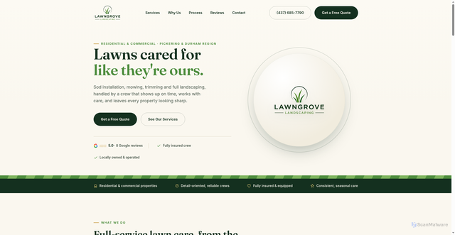 Security scan screenshot of http://lawngrove.ca/