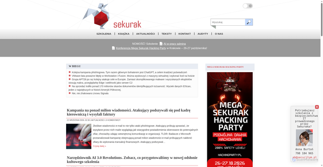 Security scan screenshot of https://sekurak.pl