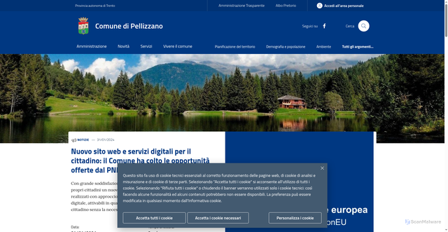 Security scan screenshot of https://www.comune.pellizzano.tn.it/