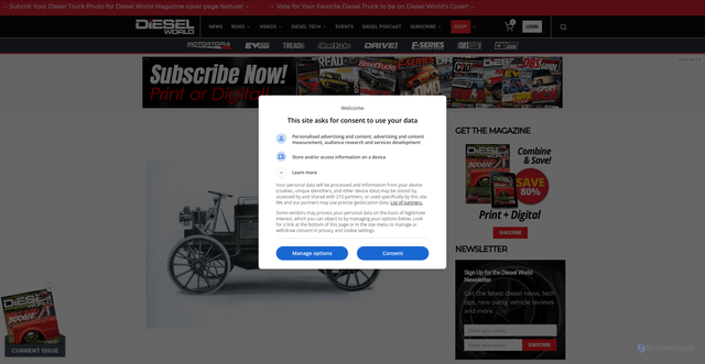 Security scan screenshot of https://www.dieselworldmag.com/diesel-trucks/diesel-history-retrospective-reo-worlds-toughest-truck/
