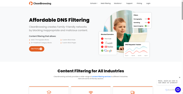 Security scan screenshot of https://cleanbrowsing.org/