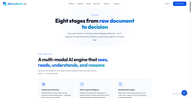 Security scan screenshot of https://doculexis-site.pages.dev/platform/