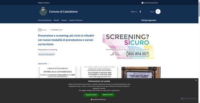 Security scan screenshot of https://www.comune.calatabiano.ct.it