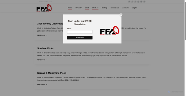 Security scan screenshot of https://www.thefantasyfootballadvice.com