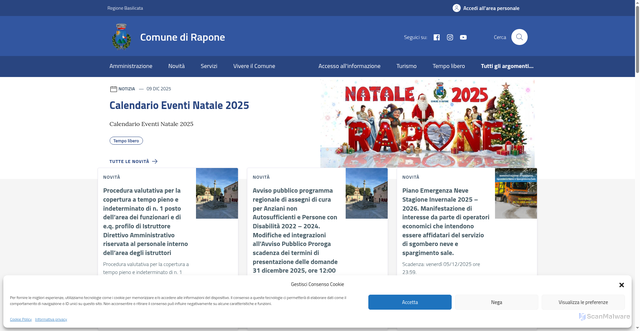 Security scan screenshot of https://comune.rapone.pz.it/