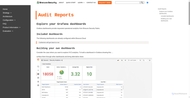 Security scan screenshot of https://docs.bravurasecurity.cloud/strategy/audit-reports/audit-reports/