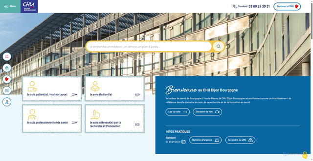 Security scan screenshot of https://www.chu-dijon.fr/