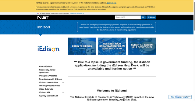 Security scan screenshot of https://www.nist.gov/iedison