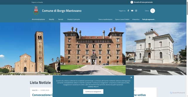 Security scan screenshot of https://www.comune.borgomantovano.mn.it/