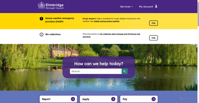 Security scan screenshot of https://www.elmbridge.gov.uk/