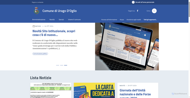 Security scan screenshot of https://www.comune.uragodoglio.bs.it/