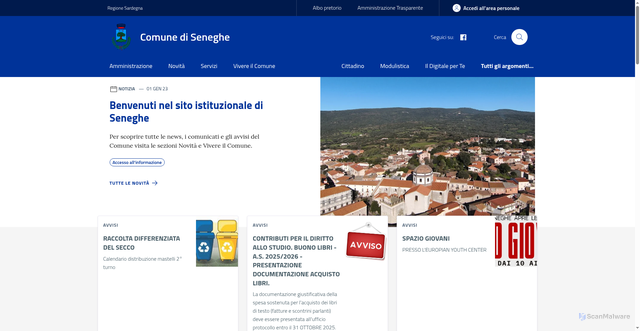 Security scan screenshot of https://www.comune.seneghe.or.it/