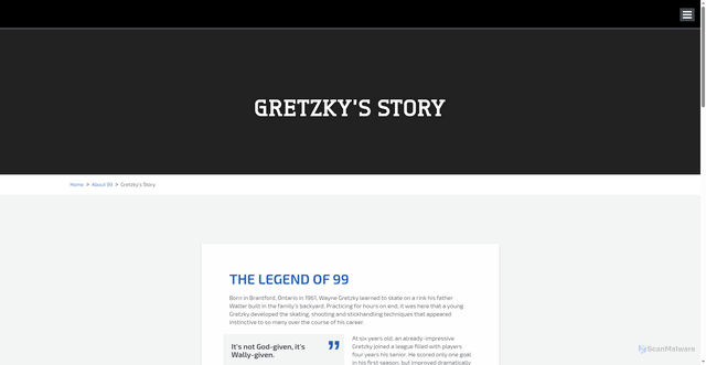 Security scan screenshot of https://gretzky.com/bio.php